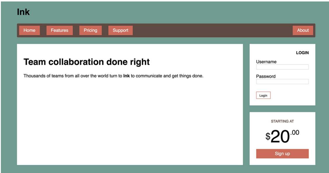 Figure 4.2 Finished page with a flexbox layout